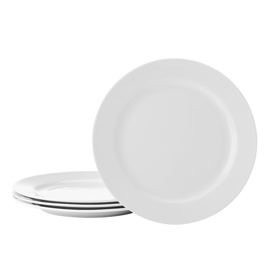 Fitz and Floyd Nevaeh White Classic Rim 8" Round Bone China Salad Plates (4 Count)