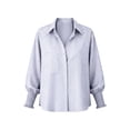 thumbnail image 5 of ClodeEU Women's Lapel Collar Button Down Striped Long Sleeve Shirt,Casual Loose Blouse ,Women's Plus XXL, 5 of 5