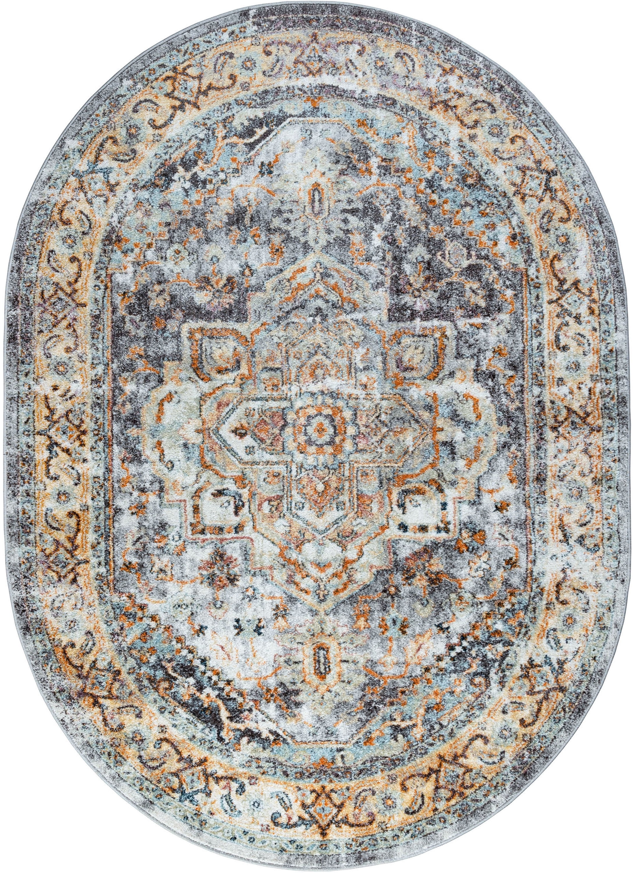 4x6 Oval Traditional Blue Oval Area Rugs for Living Room | Bedroom Rug | Dining Room Rug | Indoor Entry or Entryway Rug | Kitchen Rug | Alfombras para Salas 4' x 6' Oval