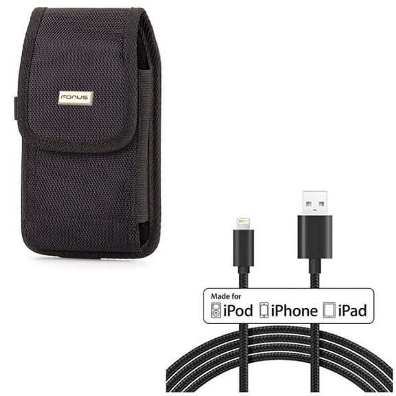 Case Belt Clip w MFi USB Cable for iPhone XR - Swivel Holster Rugged Cover Pouch, 6ft Certified Charger Cord Power Wire Compatible With iPhone XR