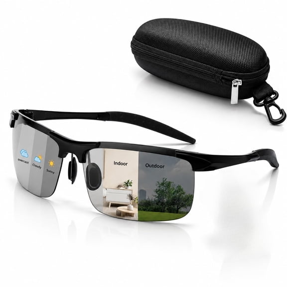 Photochromic Sunglasses for Men, Sports UV Protection Glasses That Darken in Sunlight