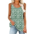 thumbnail image 2 of Goodeals Women Summer Camisole Fashion Tank Tops Crewneck Loose Fit Basic Shirts Going Out Printed Blouses Casual Summer Sleeveless T Shirts for Ladies(Green,XL), 2 of 6