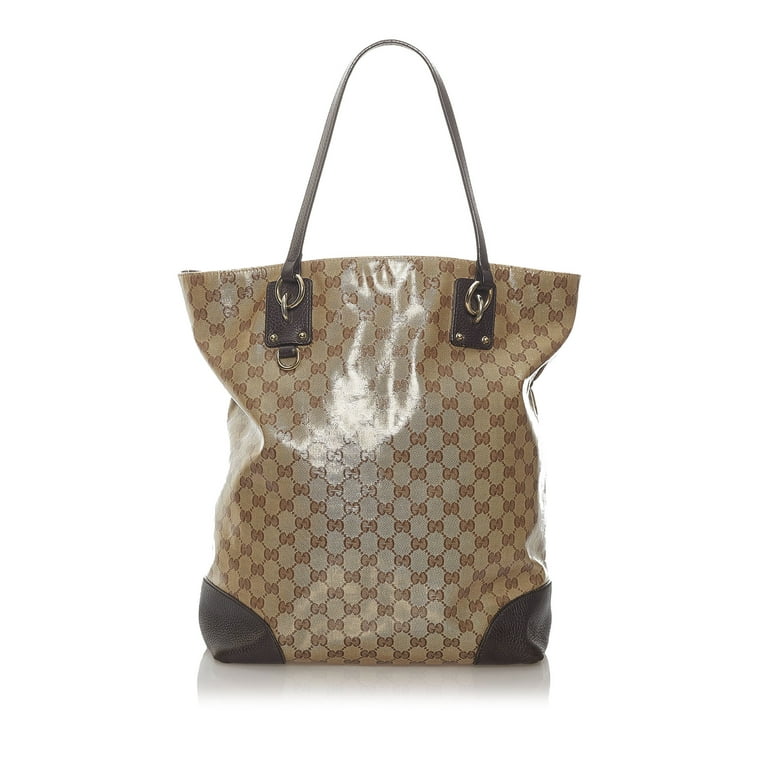 used Women Pre-owned Authenticated Gucci GG Crystal Charm Tote Bag PVC Plastic Brown, Women's, Size: XL