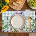 thumbnail image 4 of Spring Easter Placemats Set of 4, Purple Floral Summer Botanical Teal Plaid Placemats for Dining Table, Place Mats for Kitchen Tabletop, Waterproof Wipeable Dining Table Mats Set, 4 of 9