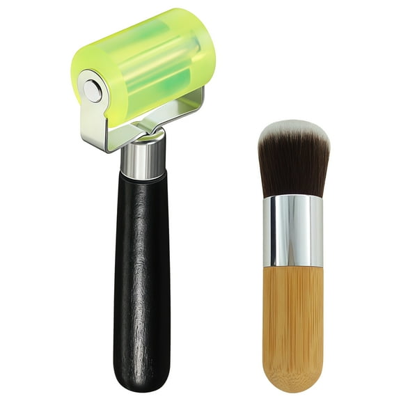 Reusable Pet Hair Roller with Brush for Car & Home, Sticky Lint Remover for Furniture, Car Seats, Clothes, Reusable Metal Foil Dust Roller