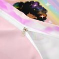 thumbnail image 4 of Castle Fairy Dreamy Cartoon Black Princess Duvet Cover King,Sparkle Rainbow Cloud King Bedding,Pink Rainbow,Pink Reversible,1 Duvet Cover and 2 Pillowcases, 4 of 6