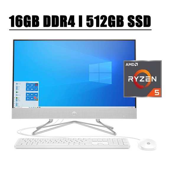 2020 Flagship HP 24 All in One Premium Desktop Computer 23.8" FHD IPS Touchscreen AMD Hexa-Core Ryzen 5 4500U 16GB DDR4 512GB SSD Keyboard Mouse WIFI Webcam HDMI Win 10