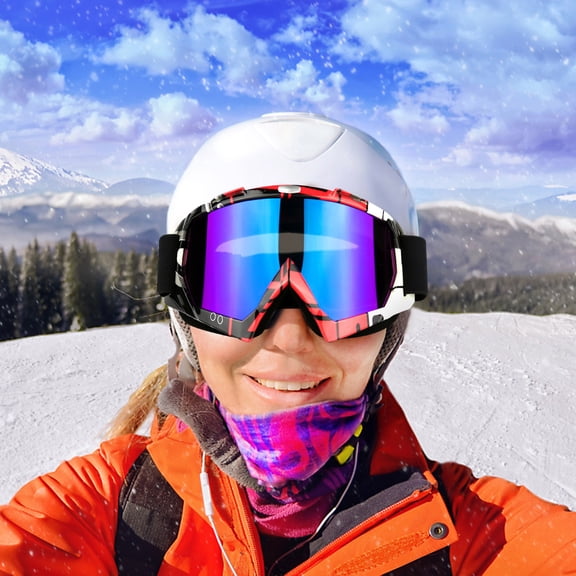 Windproof Ski Goggles, Wuztai Protective Anti-Collision Glasses for Men Women, Outdoor Sports Cycling Mountaineering Goggles with Elastic Headband for Bicycle Snowmobile