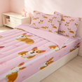 thumbnail image 3 of Erosebridal Cartoon Corgi Zipper Full Size Comforter Sets with Fitted Sheet and 2 Pillowcases for Girls, Kawaii Animal Zipper Bedding Set, Pink Reversible, 3 of 7