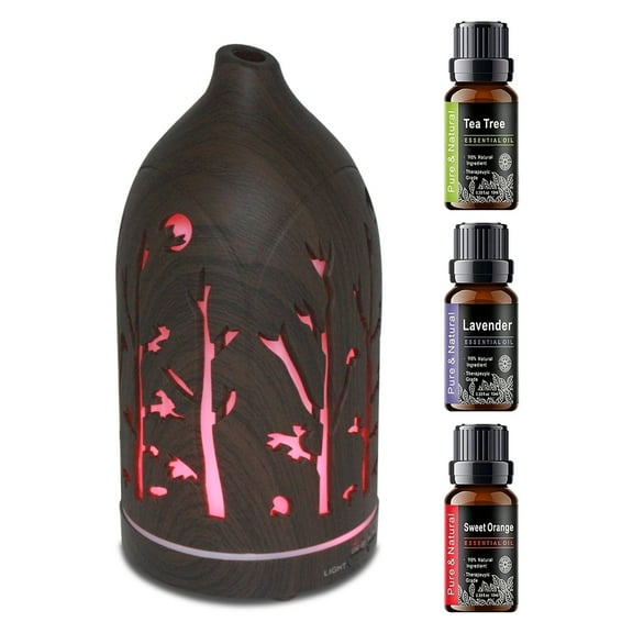 BR 200ml Ultrasonic Essential Oil Diffuser with 7 Color LED Lights & Auto Shut-Off