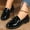 Black, variant on Women's Patent Leather Loafers Flat Low Heel Slip On Pumps Round Toe Fashion Dress Uniform Work Shoes Red 9(42)