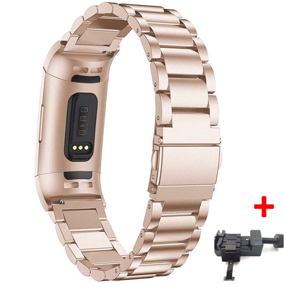 LEIXIUER Metal Stainless Steel Band Compatible with Fitbit Charge 4 / Charge 3 Bands for Women Men