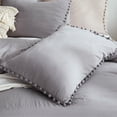 thumbnail image 3 of Lady Ann Gray Comforter Queen Set,Stone-Washed Lightweight Extra Soft Warm Pom Pom Fringe Bedding Comforter Set,Vintage Boho Bohemian Bedding Super Soft Microfiber Inner Fill, 3 of 7