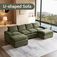 thumbnail image 2 of Noodeniya 122" Modular Sectional Sofa with Arm Storage, Velvet U Shaped Living Room Couch with Double Cushion, Green, 2 of 7