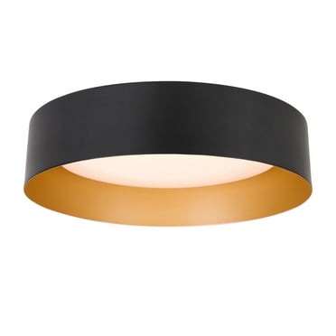 BESTOMINE Flush Mount Ceiling Light,12.5 inch LED Ceiling Light Fixture,Matte Black with Gold Inside,3000K/Warm White/18W(100w Equiv.),Dimmable Outdoor Lighting Fixtures Ceiling for Bedroom Hallway