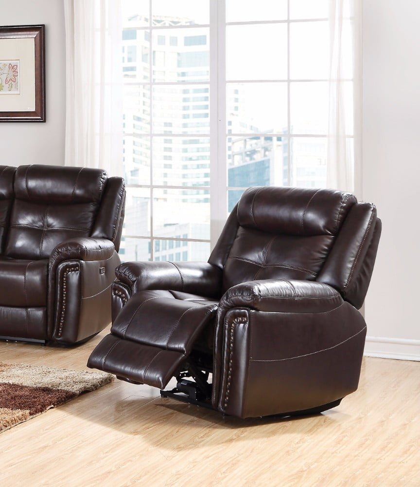 Glider Recliner (Power Motion), Espresso Brown Faux Leather Match