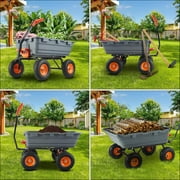 Dump Trailer Heavy Duty Utility Trailer for ATV, Utv,Lawn Carts Tow Behind 750 Lbs,Garden Utility Trailer with Removable Sides,Hand Pull or Foot Pedal Dump Cart for Tractors