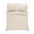 thumbnail image 5 of Brooklyn Loom Diamond Stiched Prewashed 100% Cotton Natural 3-Piece King Quilt Set, Solid Casual themed, Adult Bedding, OEKO-TEX Certified, 5 of 10
