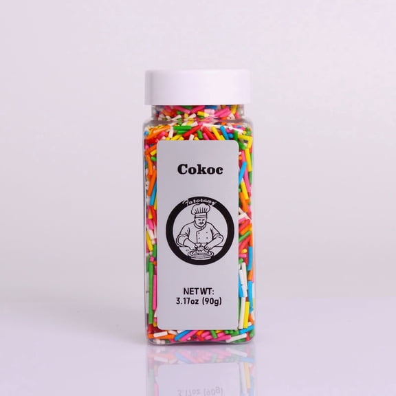 COKOC Soft Rainbow Sprinkles - Edible Jimmies for Cake Toppers, Cupcake Decorations, Ice Cream & Dessert Toppings, 3.17 oz