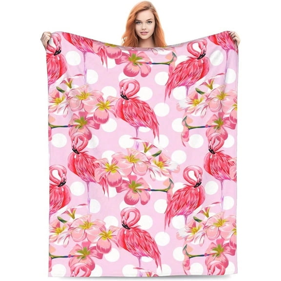 HELLOYOUNG Flannel Blanket Soft Flamingo Print Throw Blanket Cozy Lightweight All Season Sofa Bed Blanket Machine Washable
