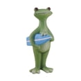 thumbnail image 2 of Estatua de rana, figura de resina, escultura animal, estatua de jardín en miniatura, figura de rana para parterres, interior y exterior, sala de estar tabla de surf azul, 2 of 8