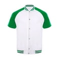 thumbnail image 5 of Eandarui Fashion Varsity Jacket for Men Short Sleeve Press Button Baseball Bomber Jackets Casual White&Green L, 5 of 7
