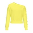 thumbnail image 3 of Womens Blouses Long Sleeve Shirt Women Casual Fashion Solid Color Button T-Shirt Long Sleeves One Shoulder Top Blouse Tops Yellow-1 S, 3 of 4