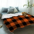 thumbnail image 4 of Ultra Soft Flannel Fleece Bed Blanket Orange Black Plaid Checked Pattern Throw Blanket All Season Warm Fuzzy Light Weight Cozy Plush Blankets for Living Room/Bedroom 50" x 60", 4 of 6