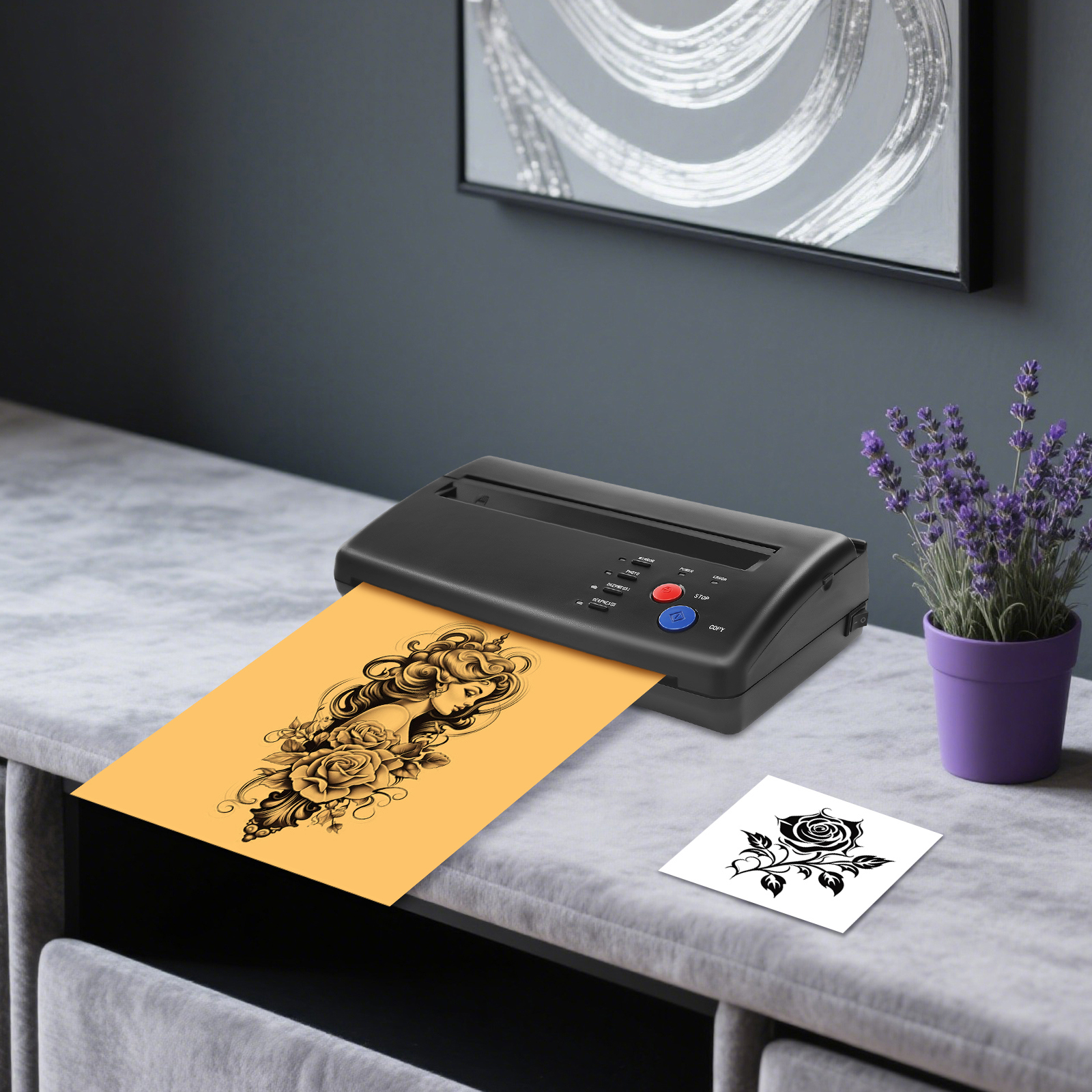 1 PCS Black Tattoo Stencil Transfer Copier Printer Tattoo Transfer Machine, 28*16.5*7cm/11.02*6.49*2.75in