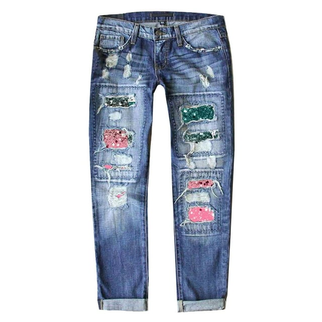Uqiangy Elastic Waist Jeans For Women Adjustable Waist Jeans For Women Chic Jeans Elastic Waist Women Petite Ripped Jeans Stretch Waist Jeans For Women High Waisted Jeans Pink M