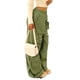 thumbnail image 3 of Pantalones de chándal de pierna ancha para mujer Pantalones holgados de cintura alta de calle con múltiples bolsillos Nituyy Color verde, café. Pantalones de chándal informales para mujer., 3 of 5