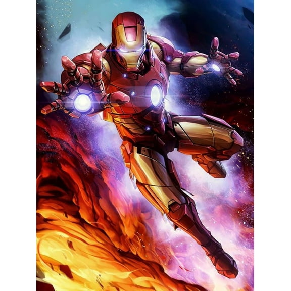 Iron Man  Diamond Painting Kits for Adults, DIY 5D Round Full Drill Art Perfect for Relaxation Wall Decor crafts, holiday Home Wall Art Decoration 11.81x15.57in