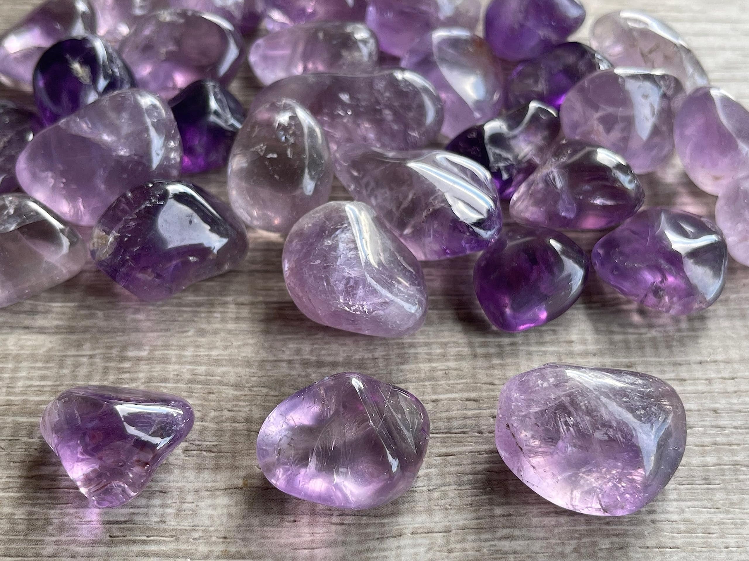 Amethyst Tumbled Stones, Polished Natural Amethyst Gemstone, Amethyst Healing Crystals (Amethyst, 0.5 Pound)