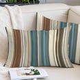 thumbnail image 2 of Teal Boho Stripes Oversized Pillow Covers,Modern Bohemia Brown Beige Texture Breathable Throw Pillow Cases with Invisible Zipper,Decorative Pillowcase Pillows Protectors for Sofa Bed Couch 24"x36", 2 of 9