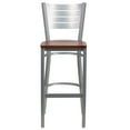 thumbnail image 2 of Emma + Oliver Silver Slat Back Metal Barstool, Cherry Wood Seat, 2 of 5