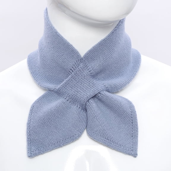 Warm Knitted Neck Warmer for Women Winter Soft Gaiter Scarves Solid Color Pullover Collar Scarf Neckerchiefs Blue Free