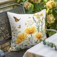 thumbnail image 5 of Spring Flower Throw Pillow Cover Yellow Floral Daisy Field Butterfly Pastoral Cotton Linen Cushion Cover Throw Pillow Case with Invisible Zipper for Couch Sofa Bed Chair Car 24x24 Inch, 5 of 9