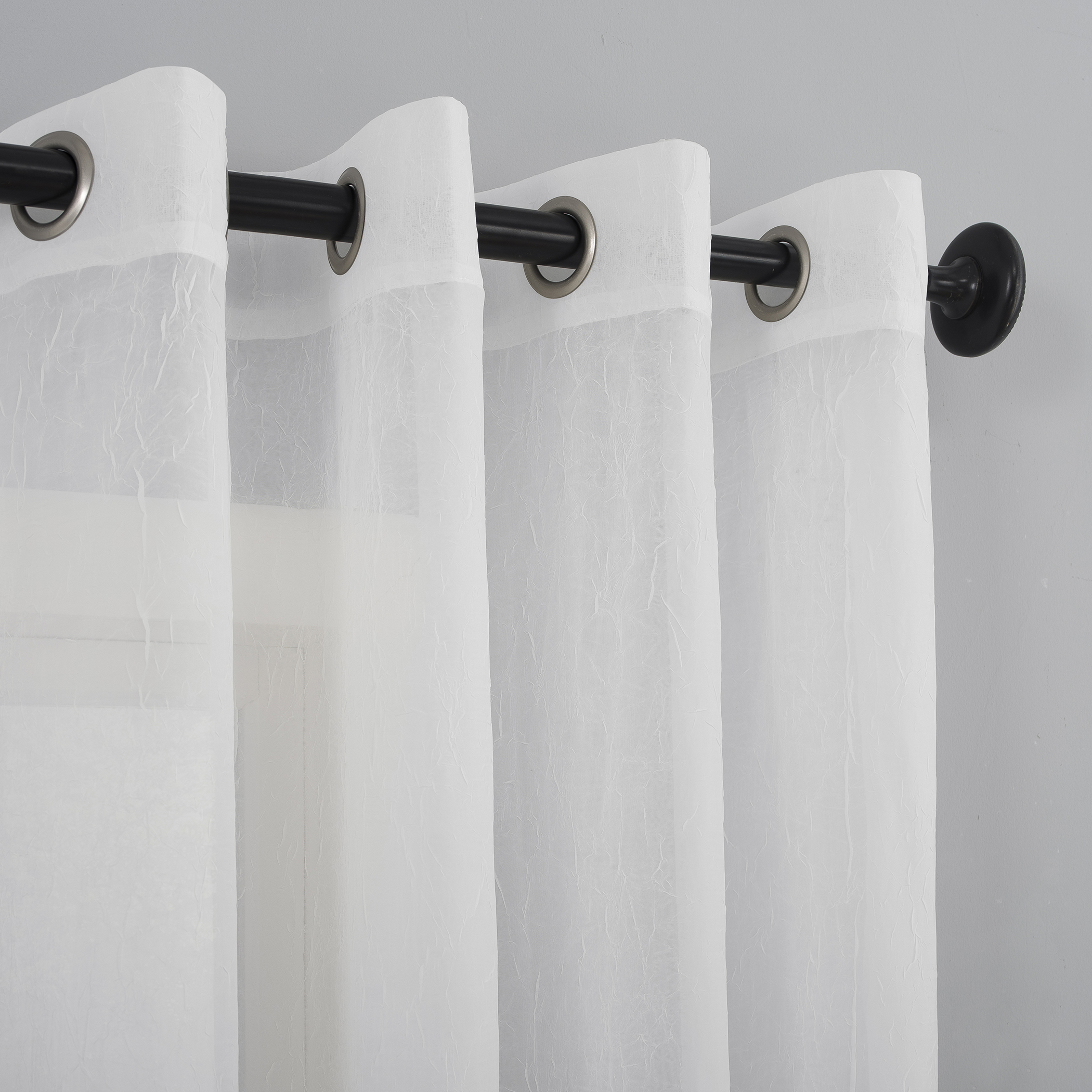 Mainstays Crushed Sheer Voile Grommet Curtain Panel, White photo 2