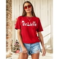thumbnail image 4 of Christmas Shirt for Women Christmas Tree Graphic T-Shirts Believe Letter Print Tees Holiday Tops, 4 of 6