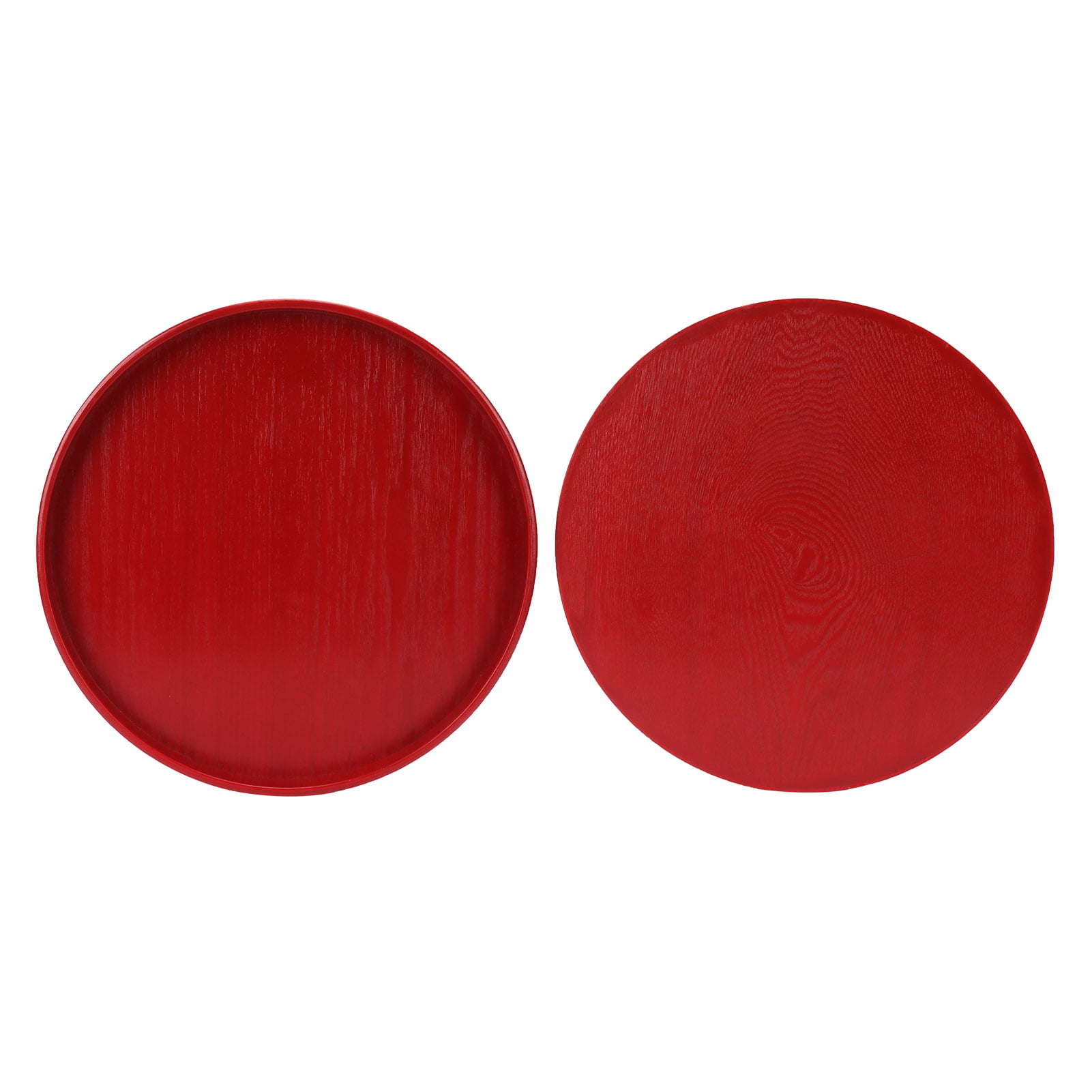 Details about   Red Round Wooden Plate Food Grade Fruit Cutlery Tray For Kitchen Home Restauran 