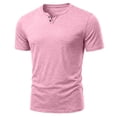 thumbnail image 6 of Nestiefly Mens Cotton Notch Neck T-Shirts Short Sleeve Button Casual Basic Tees Work Shirts 2026 Pink XL, 6 of 8