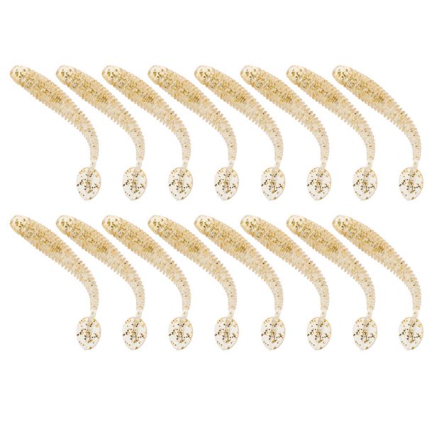 16 piezas 50mm 0,9g Artificial T cola silicona Señuelos de pesca dorado