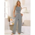 thumbnail image 2 of DARING DIVA LoungeStretchy Side Ruched Crop Top Tank Pajama Set L Grey, 2 of 7