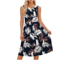 thumbnail image 2 of Livrdious Floral Summer Dresses for Women Casual Sleeveless A-Line Pleated Midi Sun Dresses Casual Beach Flowy Tank Dresses with Pockets, 2 of 6