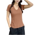 thumbnail image 5 of Fengqque Womens Modal T Shirts Short Sleeve V Neck Loose Breathable Plus Size Summer Tops Khaki XXL(XXL), 5 of 5
