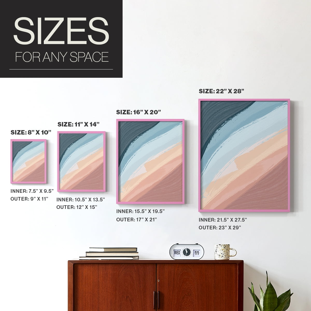 Waters Rolling Framed Print in Pink Solid Wood 8 x 10 Framed Print