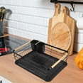thumbnail image 3 of Toyvian Black Metal Dish Drying Rack for Kitchen Countertop with Cutlery Holder and Water Draining Tray, 3 of 5
