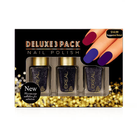 L’Oreal Gold Dust Nail Polish Set – 3 Glitter Shades  – 0.39 fl oz Each