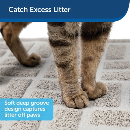PetSafe Anti-Tracking Litter Mat, Works with All Cat Litter Boxes, Non-Slip, Durable, Gray, Large