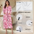 thumbnail image 6 of Xoenoiee Heart Love Print Nightgown House Dress Zip up Robes for Women Valentine's Day Long Lounge Dress Round Neck House Coat Bathrobe Plus Size, L, 6 of 7